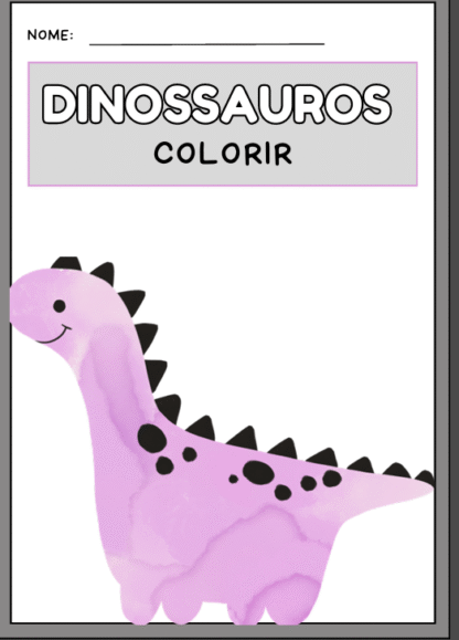 Book infantil de dinossauros para colorir
