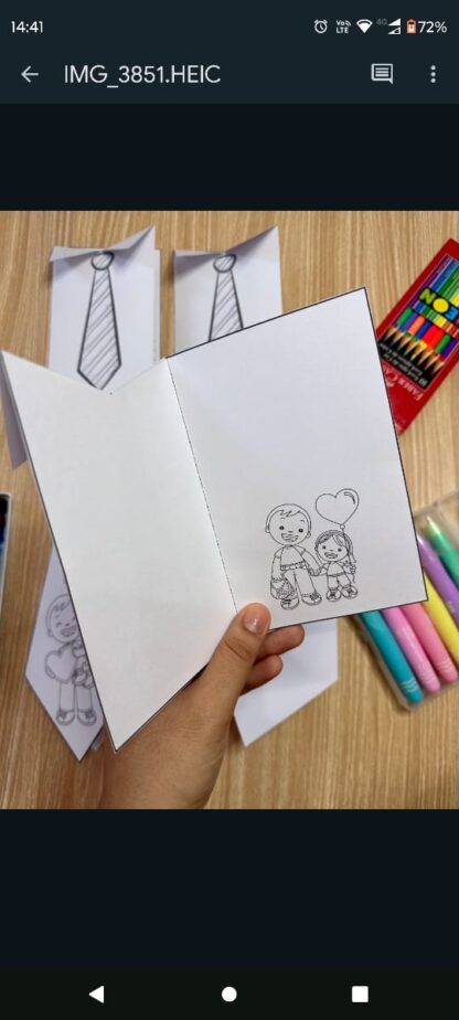 O arquivo Cartões Dia dos Pais inclui os seguintes cartões para colorir: - Imagem 4