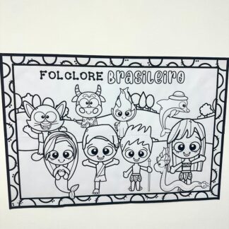 Cartaz para pintura coletiva tema Folclore Brasileiro