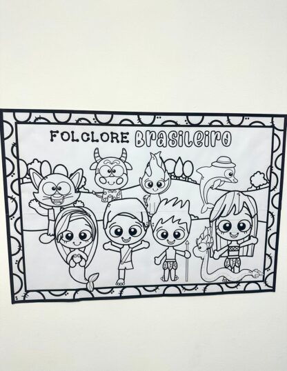 Cartaz para pintura coletiva tema Folclore Brasileiro