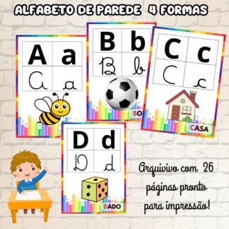*Alfabeto de parede - Letra bastão e cursiva*