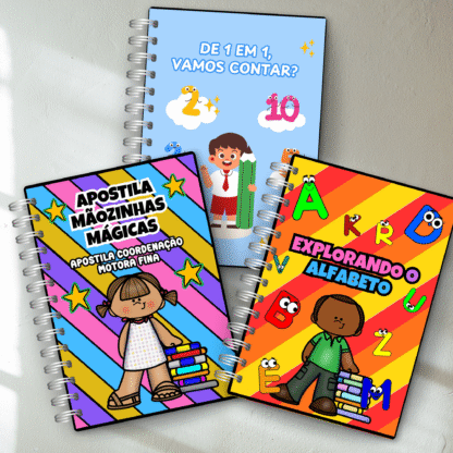 Combo de Apostilas Educativas – Coordenação Motora, Alfabeto e Numerais