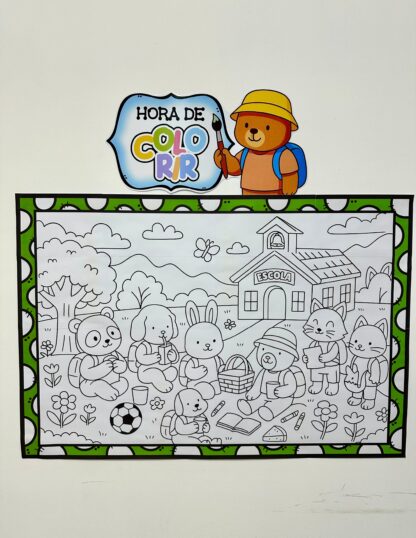Painel para pintura Coletiva tema Volta às Aulas