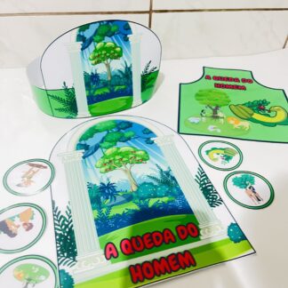 A queda do homem - contação com luva, coroa e avental