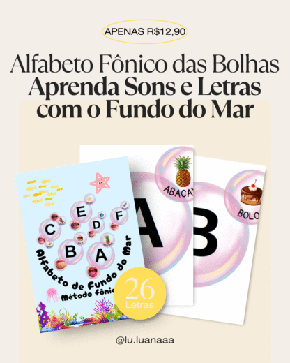 Alfabeto Fônico das Bolhas: Aprenda Sons e Letras com o Fundo do Mar