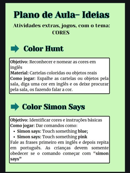 Plano de Aula Cores