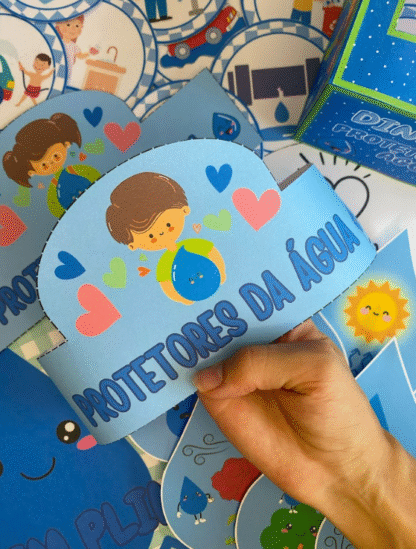 Kit Semana da Água - Painel, Dinâmica, Viseira e Luva de História - Imagem 3