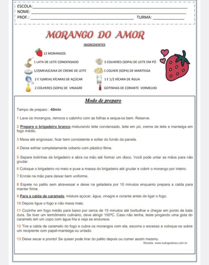 Atividades Receita do Morango do Amor