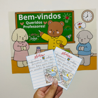 Painel Ampliado de Boas-Vindas aos Professores + Cartão Porta-Bis