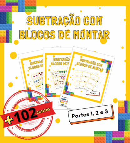 Subtração com Pictórico: Blocos de Montar (102 contas)