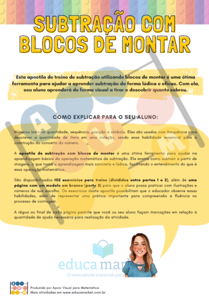 Subtração com Pictórico: Blocos de Montar (102 contas) - Imagem 2