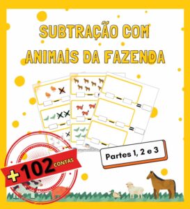 Subtração com Pictórico: Animais da Fazenda (102 contas)