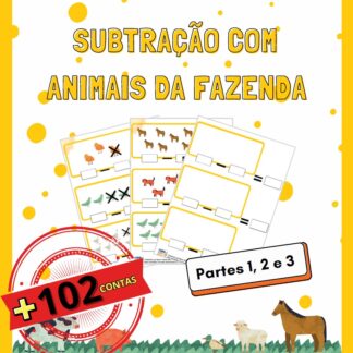 Subtração com Pictórico: Animais da Fazenda (102 contas)