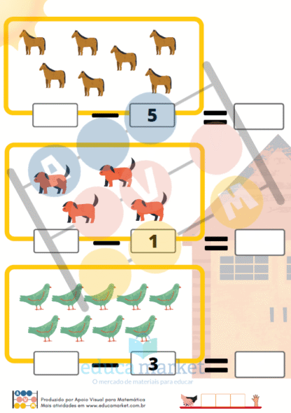 Subtração com Pictórico: Animais da Fazenda (102 contas) - Imagem 4