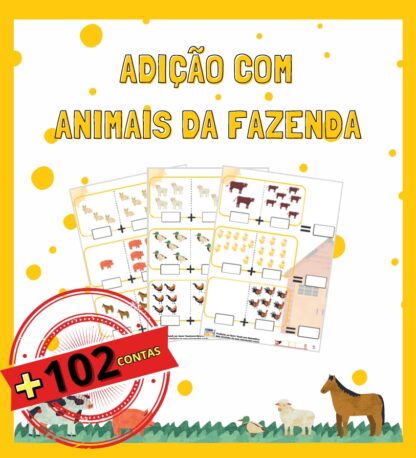 Adição com Pictórico: Animais da Fazenda (102 contas)