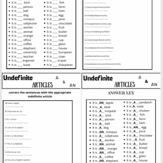 Lista de exercícios- Artigos Indefinidos