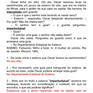 Questões - Plano de apoio de leitura