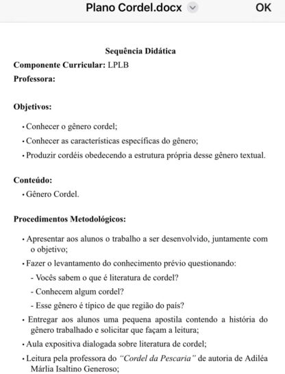 CORDEL - Sequência didática