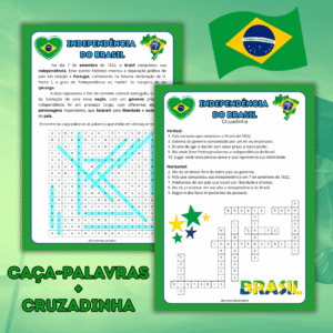 Kit Educativo Independência do Brasil – Caça-palavras + Cruzadinha