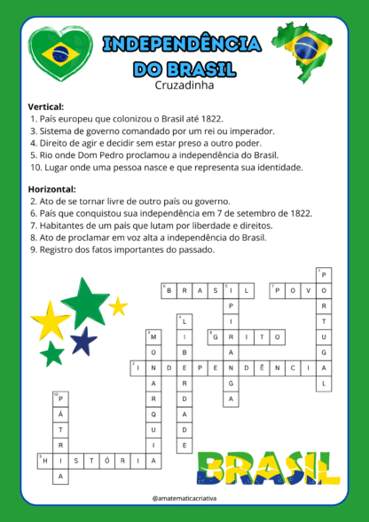 Kit Educativo Independência do Brasil – Caça-palavras + Cruzadinha - Imagem 3